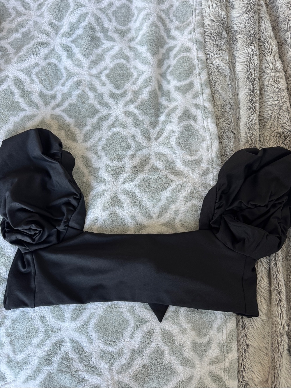 Black Puff-Sleeve Bikini Top